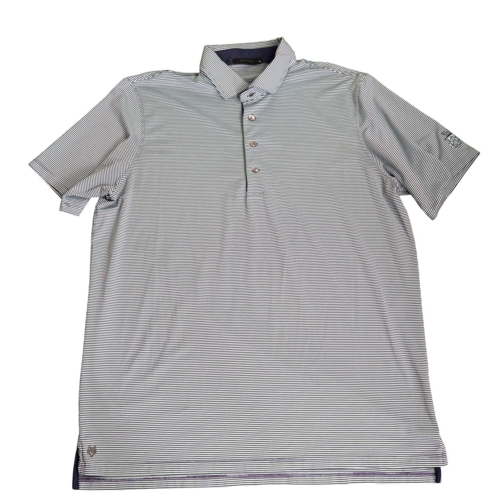 Greyson Mens XL Striped Polo Shirt Purple Mint Green Golf Performance Top